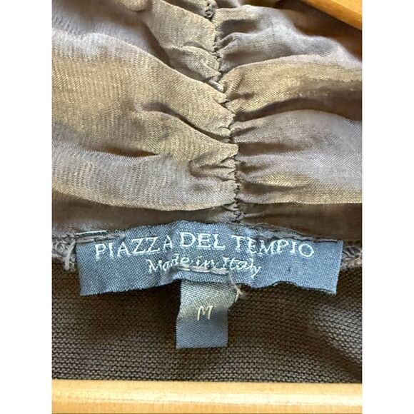 Piazza del Tempio Made in Italy Silk Blend Ruffle Hem Cardigan – Taupe, Size M - Picture 7 of 11